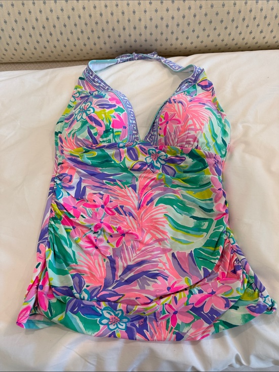 Lilly Pulitzer Other - Lily Pulitzer Floral Halter Tankini Swim Top - Pink, Green & Purple